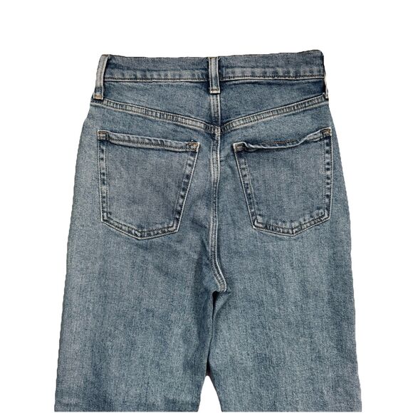 Old Navy Sky Hi Straight Jeans 0 (24x27.5) Blue Distressed Button Fly Womens - Picture 10 of 11